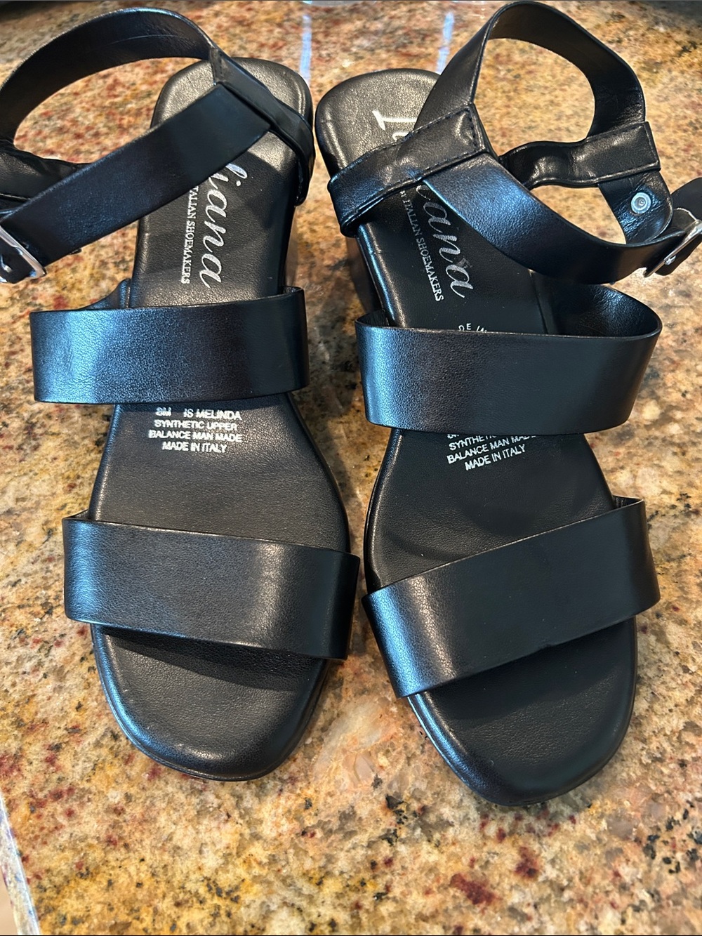 Italian Shoemakers Black Strappy Leather Sandals